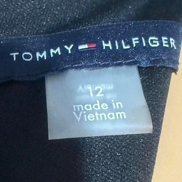 Tommy Hilfiger Women's Dark Gray Wide Leg Jumpsuit Sheer Sleeve Tie Neck Size 12 - Picture 5 of 6